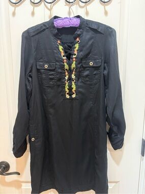 HOLDING HORSES Black Dress with Embroidery Details size 4